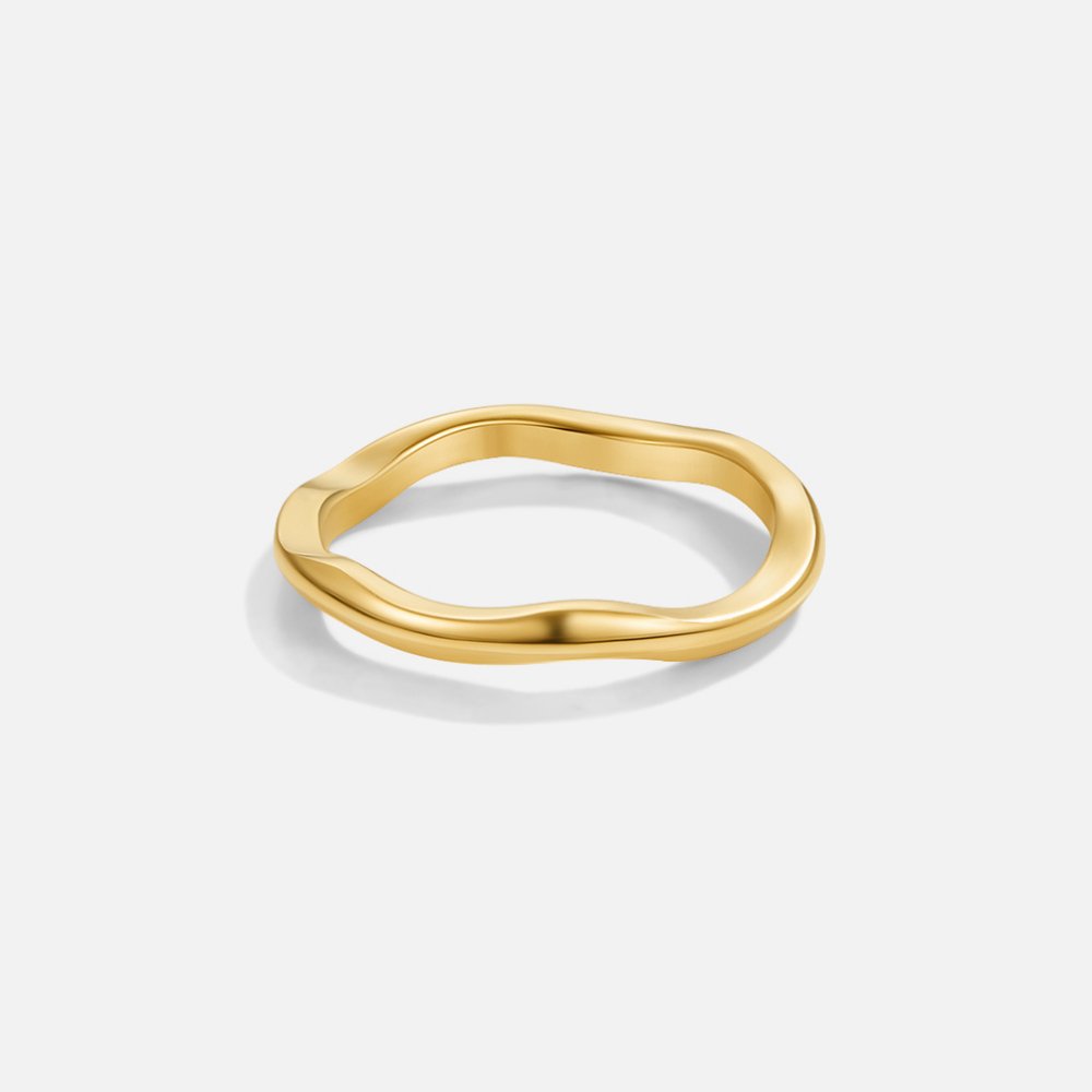 Shine Wave Ring Set — Waterproof 18K Gold Plated Stacking Set