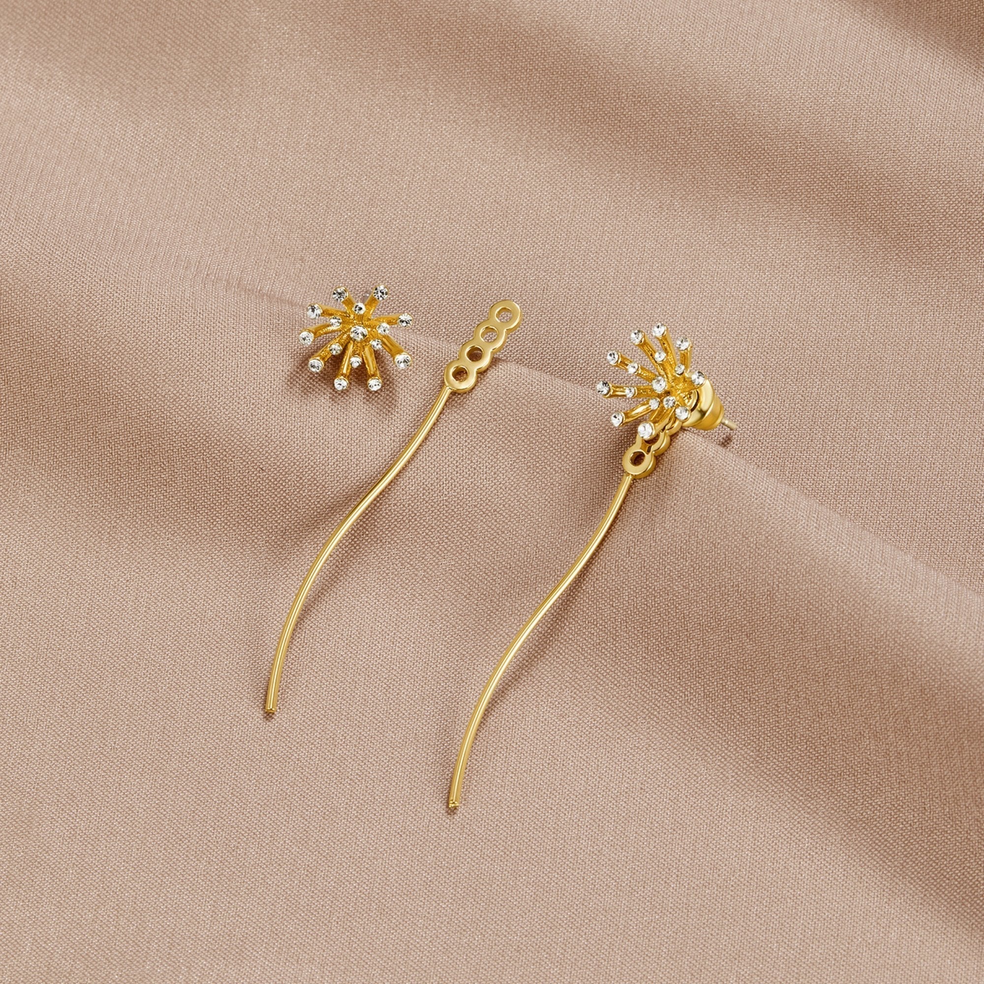 Wish Dandelion Drop Earrings — Nature-Inspired Gold Statement Earrings