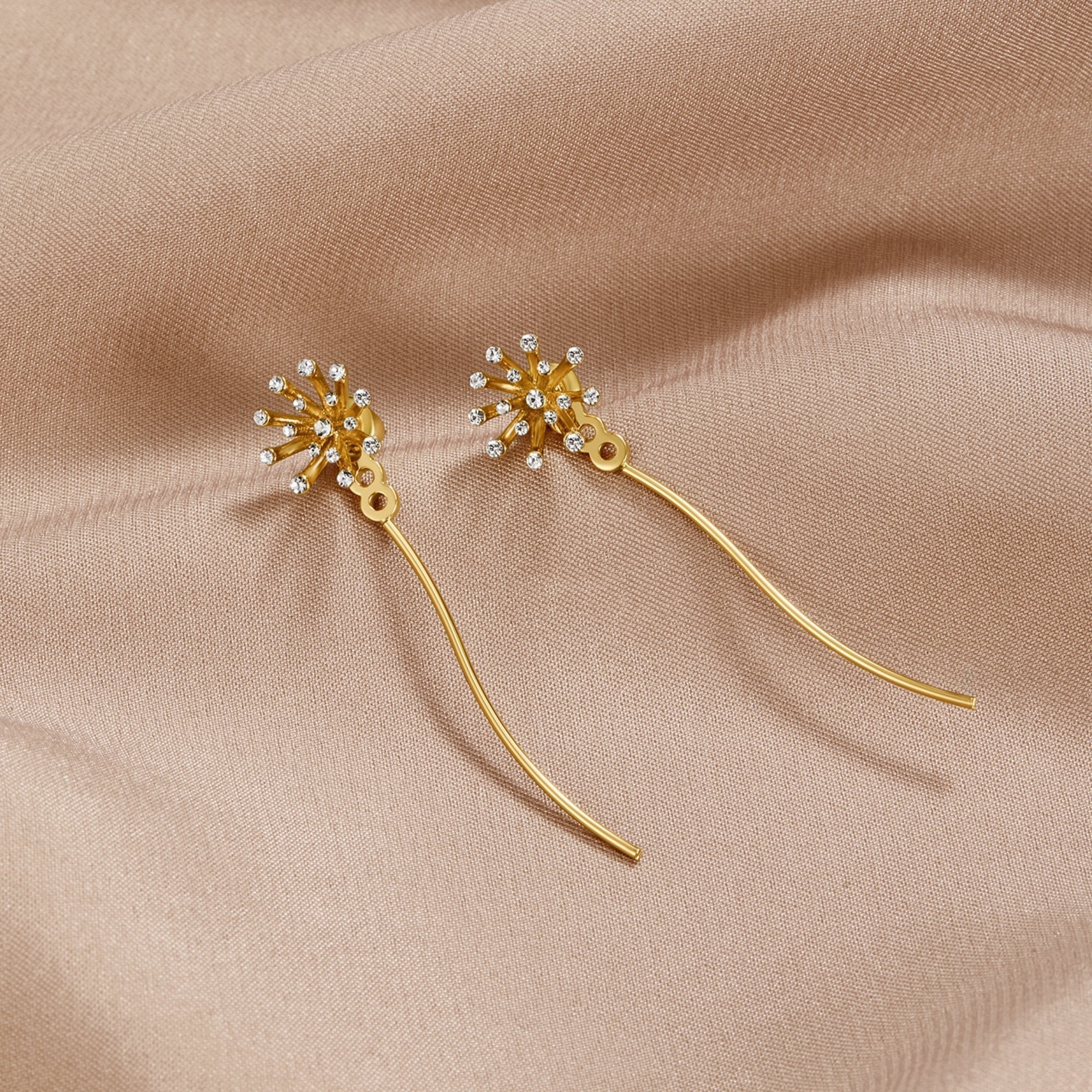 Wish Dandelion Drop Earrings — Nature-Inspired Gold Statement Earrings