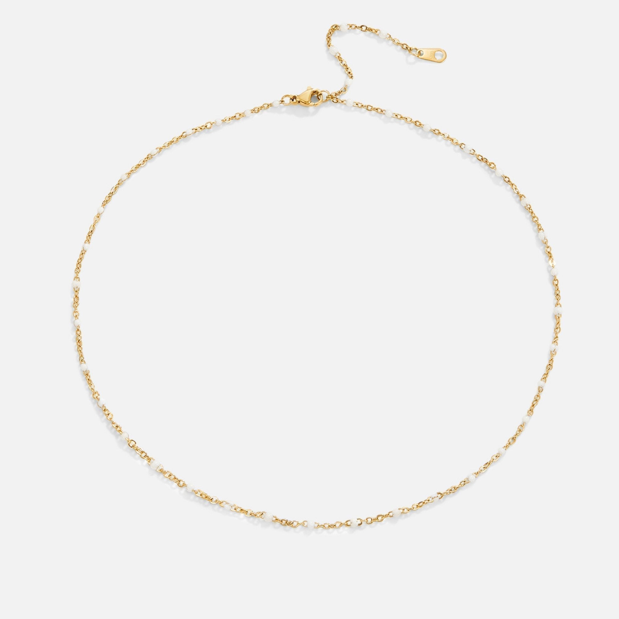 Clean White Bead Necklace — Delicate Waterproof Everyday Necklace