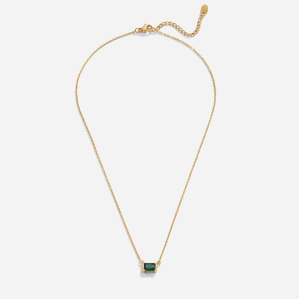 Moni Green Emerald Necklace — Waterproof Minimalist Gold Pendant