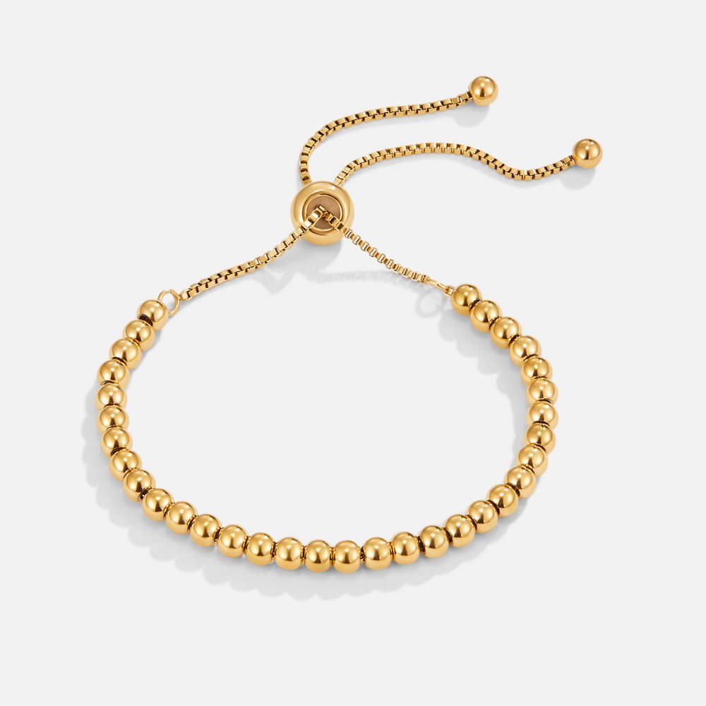 Nila Beaded Gold Bracelet — Adjustable Waterproof Stainless Steel