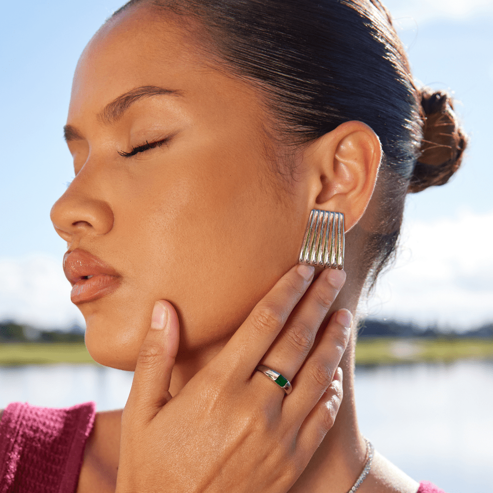 Nova Silver Earrings — Waterproof Modern Statement Earrings