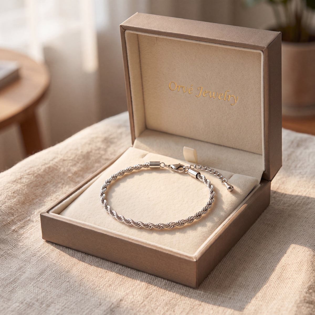 Twisted Chain Silver Bracelet — Waterproof Minimalist Everyday Bracelet