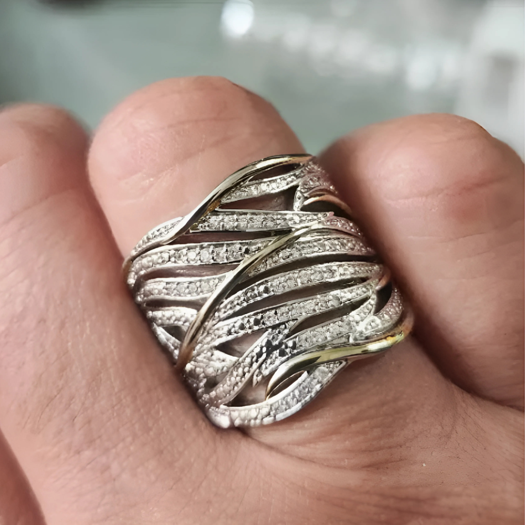 Elegant Multi-Layer Twisted Ring — Waterproof Zirconia Stacking Ring
