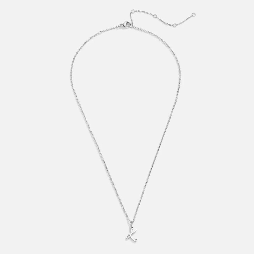 Silver Letter Heart Necklace — Personalised Waterproof Initial Pendant