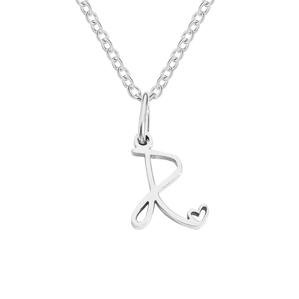 Silver Letter Heart Necklace — Personalised Waterproof Initial Pendant