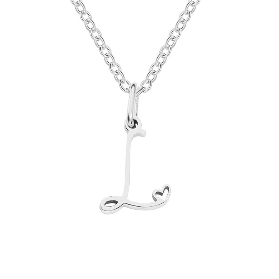 Silver Letter Heart Necklace — Personalised Waterproof Initial Pendant