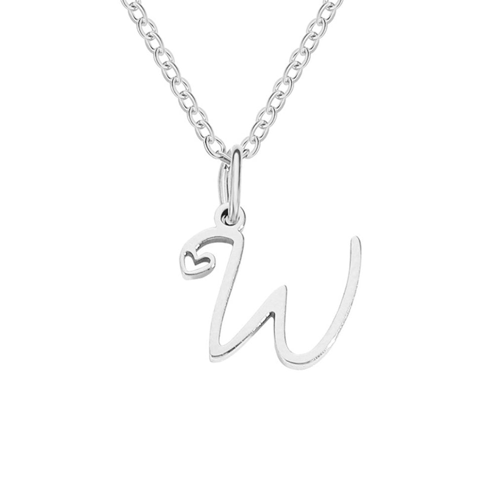 Silver Letter Heart Necklace — Personalised Waterproof Initial Pendant
