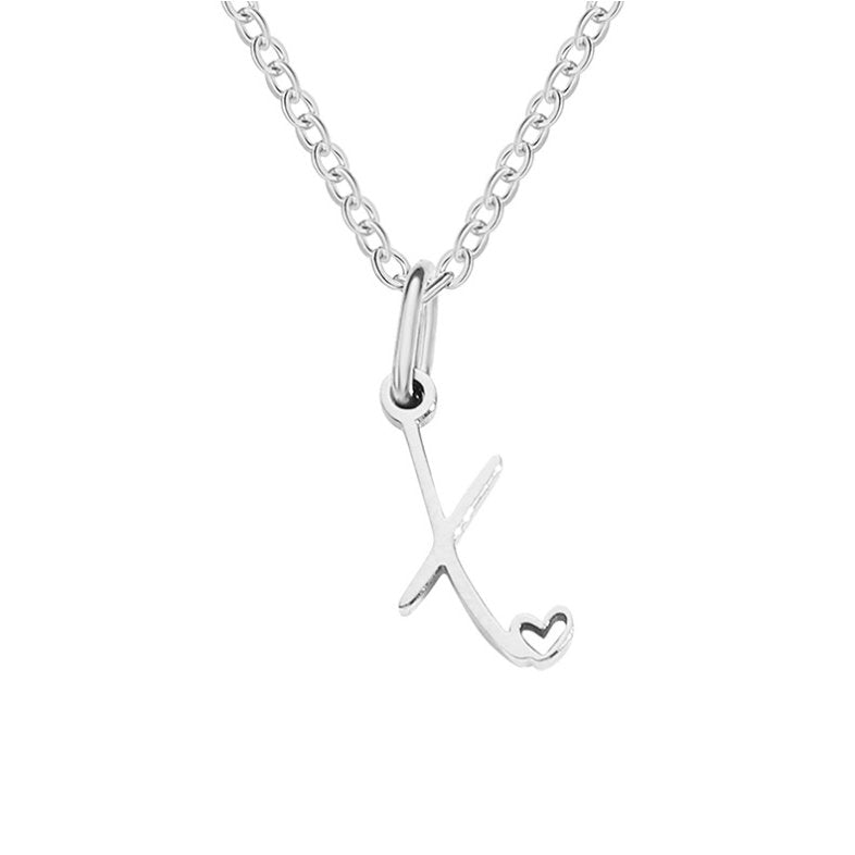 Silver Letter Heart Necklace — Personalised Waterproof Initial Pendant