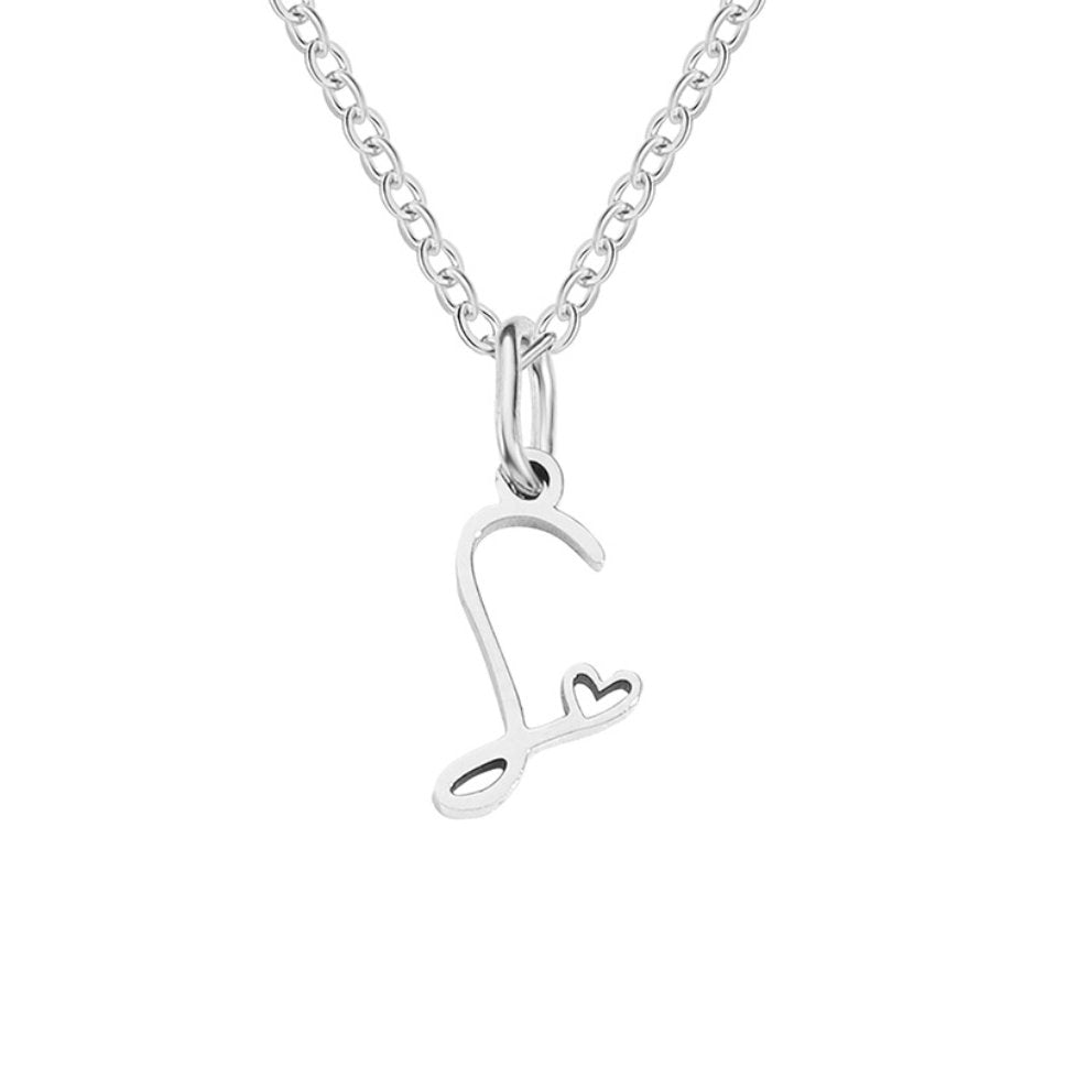 Silver Letter Heart Necklace — Personalised Waterproof Initial Pendant