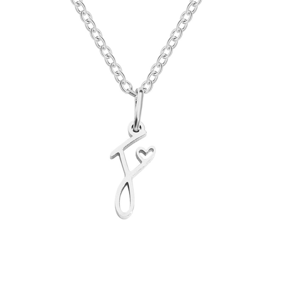 Silver Letter Heart Necklace — Personalised Waterproof Initial Pendant