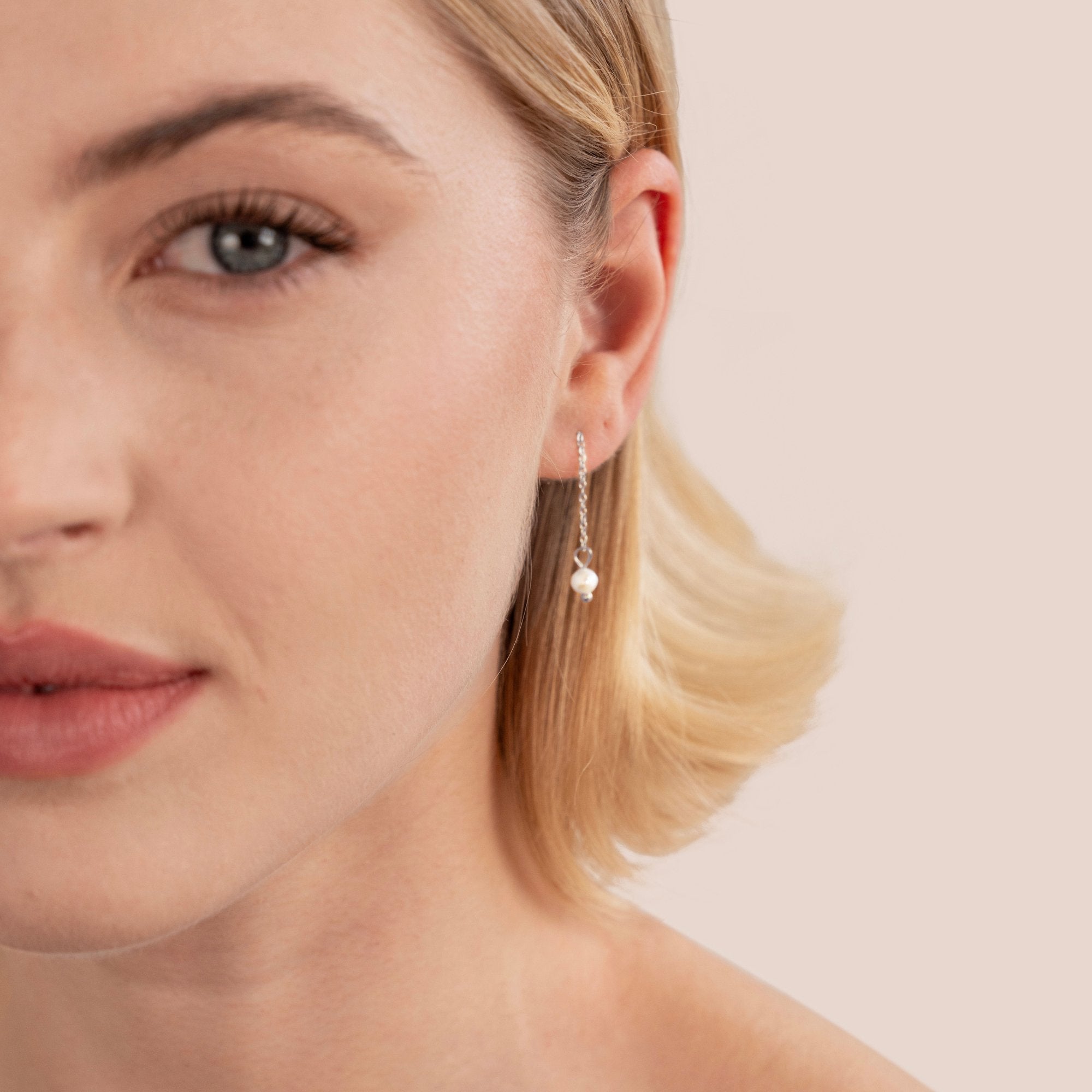Silver Maria Pearl Drop Earrings — Waterproof Minimalist Pearl Earrings