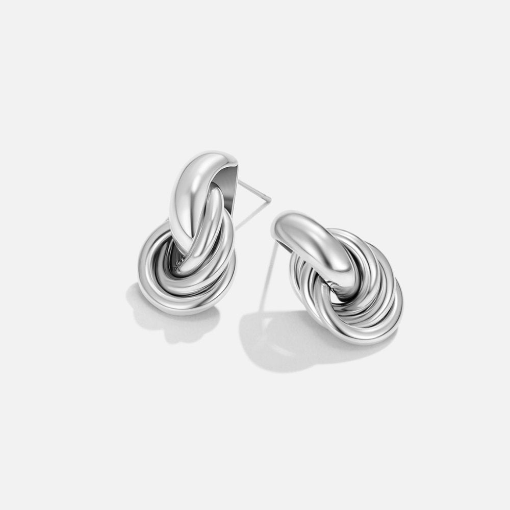 Sofia Twisted Silver Hoop Earrings — Waterproof Modern Everyday Hoops