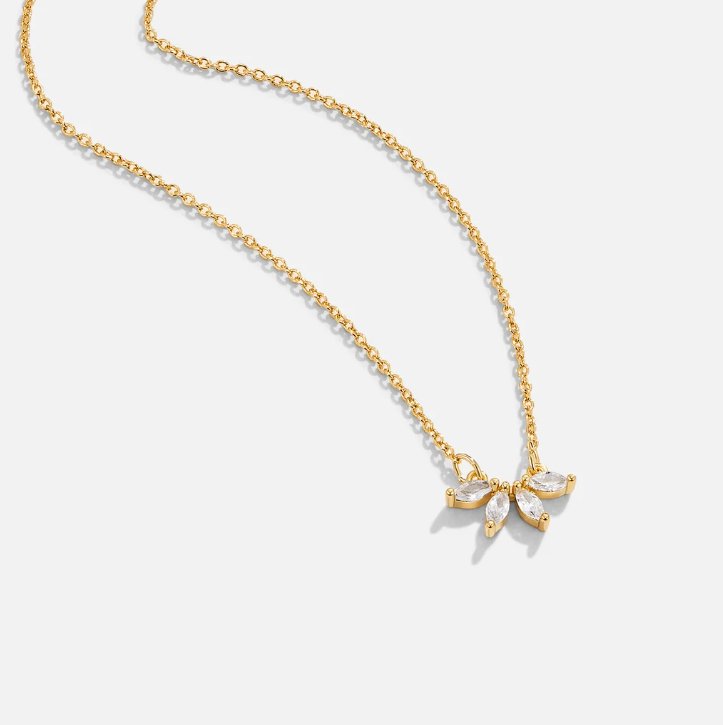Omelia Crystal Leaf Pendant Necklace — Elegant Nature-Inspired Gold Necklace