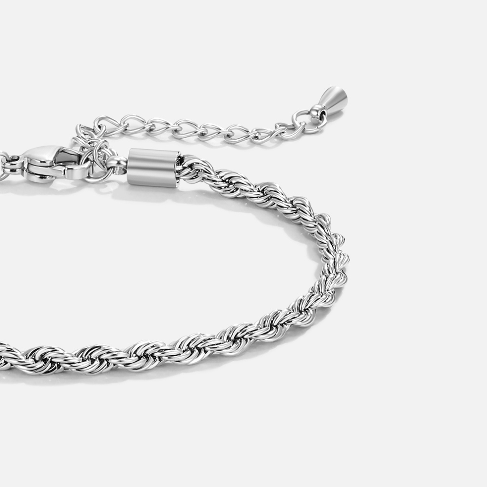 Twisted Chain Silver Bracelet — Waterproof Minimalist Everyday Bracelet