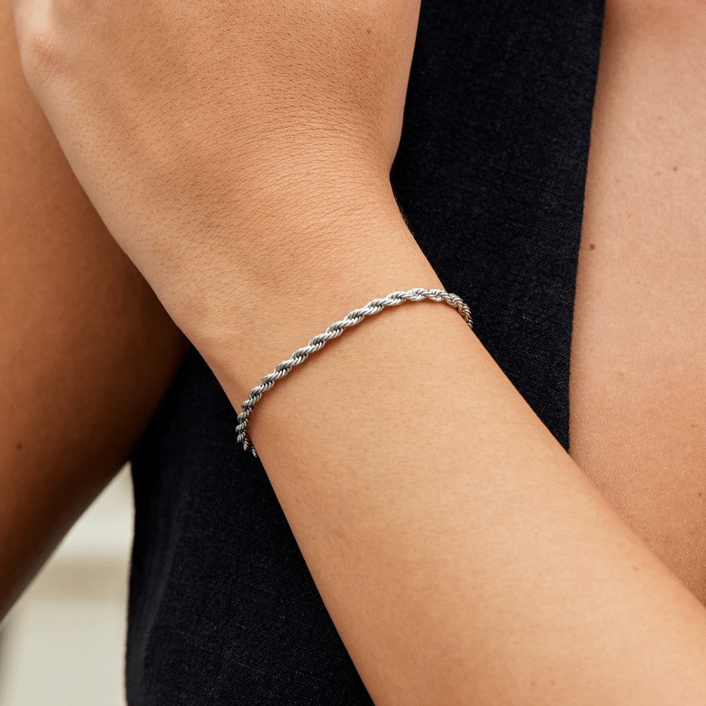 Twisted Chain Silver Bracelet — Waterproof Minimalist Everyday Bracelet